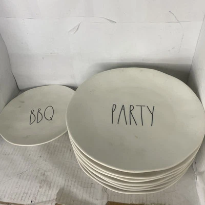 8 DINNER PLATES RAE DUNN Magenta Party Picnic  BBQ Melamine Artisan Collection - Image 1 of 4