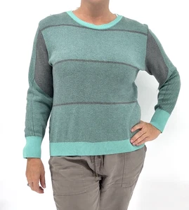 Suéter Kris Moda Mujer Manga Larga Mediana Cuello Redondo Verde Menta Rayas - Imagen 1 de 8