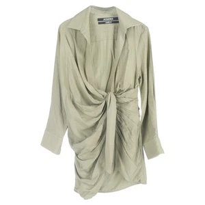 Jacquemus La Robe Bahia Tie-Detail Mini Dress In Green Viscose Women Oliv Size - Picture 1 of 12
