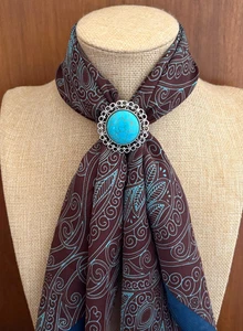 Sciarpa scialle pietra turchese fatta a mano - clip bandana - regalo western per donna - Foto 1 di 6