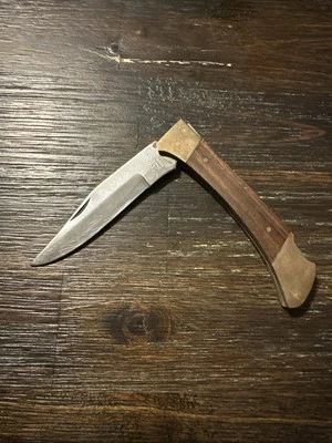 De Colección Pakistán 1 Hoja Plegable Mango Madera y Latón Acero Inoxidable Bloqueo Foto 1 de 3