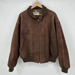 Vintage LL BEAN Bomber Jacket Men XL 48 Brown Zip Hunting Outdoors Workwear USA - Picture 1 of 22