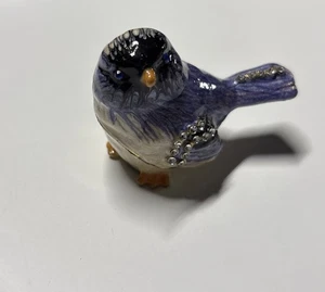 Trinket Box Purple Bird Hinged Crystals Rhinestones - Picture 1 of 6