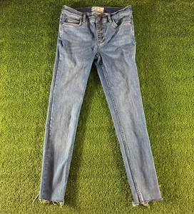 Free People Jeans Damen 26 Blau Denim Button Fly Raw Hem Skinny Jeans - Bild 1 von 13