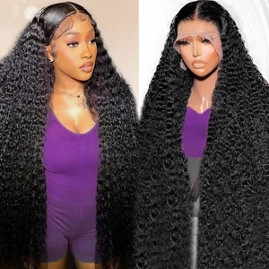 Ylubbiuv 30 Inch Deep Wave Lace Front Wigs Human Hair 13x6 HD Lace Front Wigs... - Picture 1 of 8