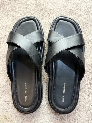 STUART WEITZMAN Womens Black ELODIE Leather slide sandal Size 11 - Image 1 of 4