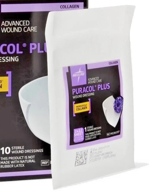 1 BOX of 10: Medline Puracol Plus Collagen Wound Dressing 2 x 2.2 Exp. June 2026 - Image 1 of 1