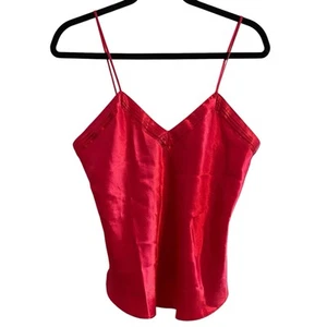 VICTORIAS SECRET Vintage Gold Label Red Satin Spaghetti Strap Camisole Small - Picture 1 of 4