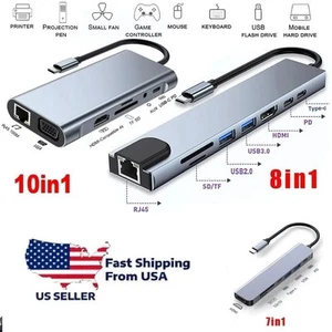 USB Typ C Hub Ethernet Multiport Adapter für MacBook Pro/Air iPad Pro Laptop USA - Bild 1 von 9