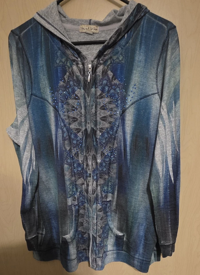 Sudadera con Capucha One World Live And Let Live Verde Cremallera Completa Talla 1X Verde/Azul Colorido  Foto 1 de 4