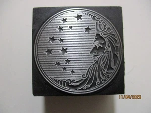 Printing Letterpress Printer Type Block Moon & Stars P&G Print Cut - Picture 1 of 6