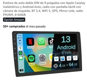 Wireless Double Din Car Stereo with 9" HD Touchscreen CarPlay & Android No teste - Picture 1 of 8