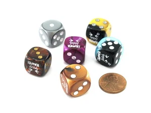 Pack of 6 Chessex Custom Engraved 16mm D6 Assorted Style Funny Meme Dice - RAWR! - Picture 1 of 1