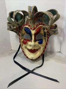 BALO COLOC Italian Handmade Papier-Mâché Musical Jester Venetian Full Face Mask - Picture 1 of 24