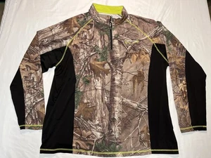 Realtree Scent Factor Camo Quarter Zip Shirt Mens 2XL Poly Spandex Hunting Top - Picture 1 of 5