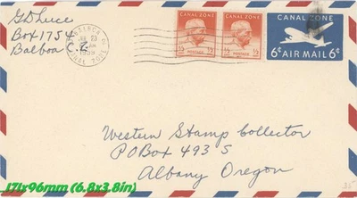 1959 Canal Zone Airmail Cover Balboa Cancel 6¢ & ½¢ Davis Pair to Oregon - Image 1 of 3