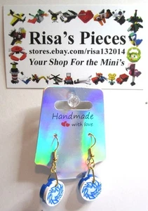 LEGO Loop 2x2 Round Tile Earrings - Crystal Blue Pattern - (2 Pieces) - Picture 1 of 2