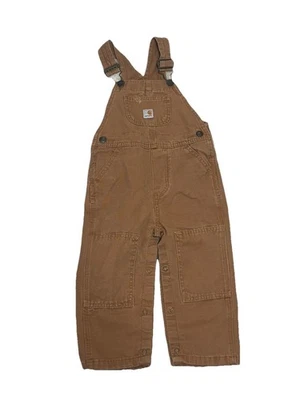 Mono Carhartt Baberos Doble Rodilla Niños Pequeños Marrón Lona Caza Pato talla 2T Foto 1 de 4