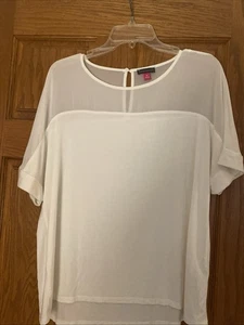 Vince Camuto Womens Chiffon Pullover Shirt Blouse Top, M Medium, Ivory, EC - Picture 1 of 1