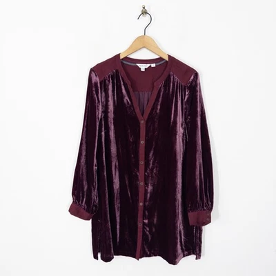 Blusa branca de veludo oliva tamanho 16 ameixa roxa borgonha abotoada - Imagem 1 de 4