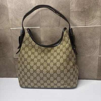 GUCCI Vintage Black Monogram GG Canvas Hobo Shoulder Bag - Image 1 of 4