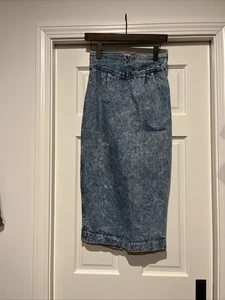 Zena Acid Washed 80er blau Jeansrock Bleistift Frau 7 USA Reißverschluss unterhalb Knie Stein - Bild 1 von 8