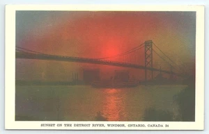Postkarte Sonnenuntergang am Detroit River Windsor Ontario Kanada - Bild 1 von 3
