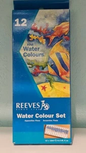 Reeves Water Colour Set of 12 Fine Watercolor 12 mL tubes - Picture 1 of 3