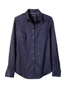 Camicia BR Factory sartoriale non ferro blu navy/bianco cotone a pois taglia L, nuova con etichetta - Foto 1 di 2