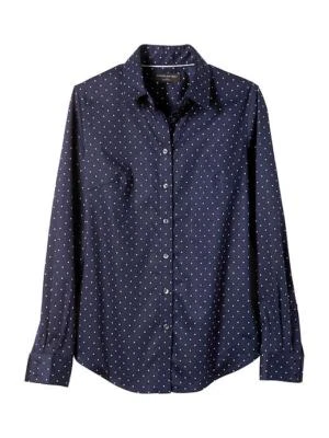 Camisa BR Factory a medida sin planchar azul marino/blanco lunares algodón talla L, nueva con etiquetas Foto 1 de 2