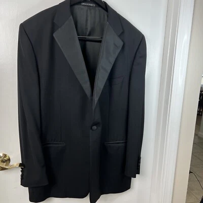 TUX Cornelians 优雅黑色单扣打褶 46R 38 W 31 L 状况完好 LN PROM WEAR — 第 1/4 张图片