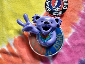 Grateful Dead lila Peace Out Schild tanzender Bär 3,5" Weihnachten Urlaub Ornament - Bild 1 von 4