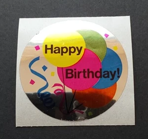 Adesivo Palloncini Buon Compleanno Vintage anni '80 Sandylion Foil Mylar Specchiato Mod - Foto 1 di 2