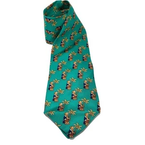 Corbata de seda verde Scappino para hombre osos palmeras 56" - Imagen 1 de 6