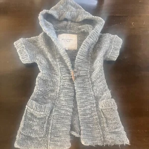 Y2K Abercrbomie & Fitch Toggle Cardigan Sweater Chunky Gray Hooded Short Sleeve - Picture 1 of 4
