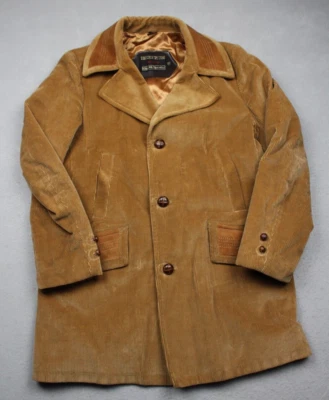 Abrigo Sears The Country The Mens Store Para Hombre 40 Marrón Pana Cuadros Lana Forrado Foto 1 de 4