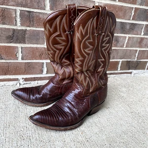 Vintage Dan Post Men's Brown Western Cowboy Boots - Picture 1 of 20