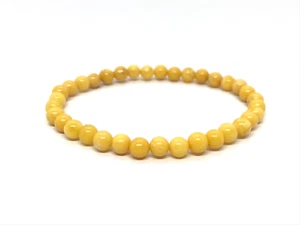 Egg Yolk Amber Bracelet Round Beads Yellow Natural Baltic Amber Stone 3,3g 18877 - Picture 1 of 13