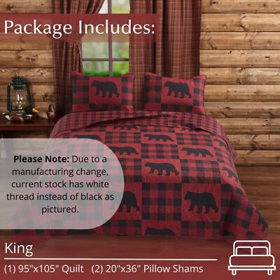 Virah Bella - Búfalo Oso Rojo a Cuadros - Juego de Edredón Ligero con Fundas de Almohada Foto 1 de 4