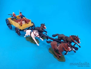 DSG ARGENTINIEN * COWBOYWAGEN mit 2 FIGUREN GEZEICHNET von 4 PFERDEN * KUNSTSTOFF SPIELZEUGSOLDAT - Bild 1 von 6
