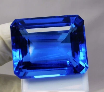 100 Ct Natural Blue Tanzania Of Tanzanite Emerald Cut Loose Gemstone Certified - Image 1 of 4