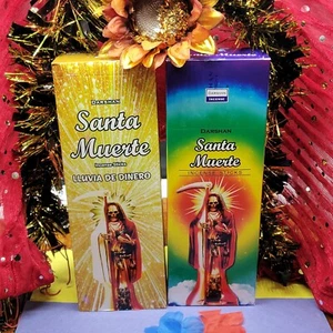 Incense Santa Muerte Beuna Suerte & Lluvia Dinero Box Of 6 Tubes Each Bundle Pk - Picture 1 of 14