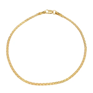 Brazalete de oro amarillo de 22 quilates de cadena plana pulido alto 7"" pulgadas 1,7 mm de ancho - Imagen 1 de 10