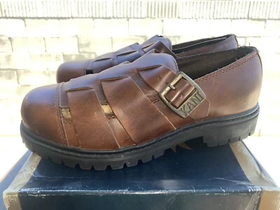 90s Karl Kani Leather Sandals Size 5.5 US Hip Hop Fashion 2 Pac NOS Vintage - Image 1 of 4
