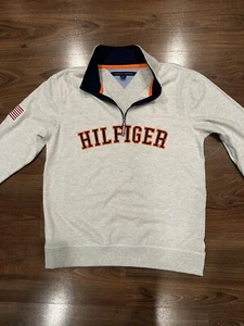 Tommy Hilfiger Long Sleeve Shirt 1/4 Zip Pullover Size L 16/18 Gray. - Picture 1 of 10