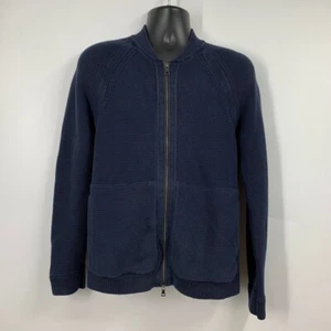 Vince Men's Waffle Tight Knit Cotton Full Zip Shawl Long Sleeve Sweater Size M - Picture 1 of 10