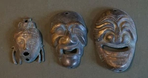 3 Korean Souvenir Brass Miniature Masks - Picture 1 of 12