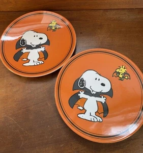 2 Pottery Barn Kids Snoopy Vampire Plates Halloween Melamine - Picture 1 of 5