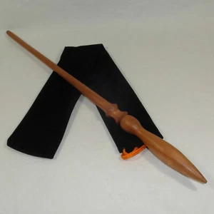 16" Hand Turned Mahogany Wood Magic Wand Witch Wizard Wicca w/Free Velvet Bag - Imagen 1 de 3