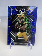 2023 Panini Mosaic Blue No Huddle Jayden Reed 31/75 Rookie Card